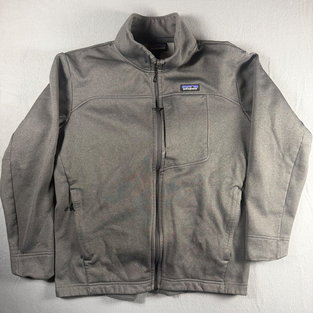 Patagonia Mens Full Zip Fleece Jacket Grey Large Mock Neck Gorpcore Fall 25527